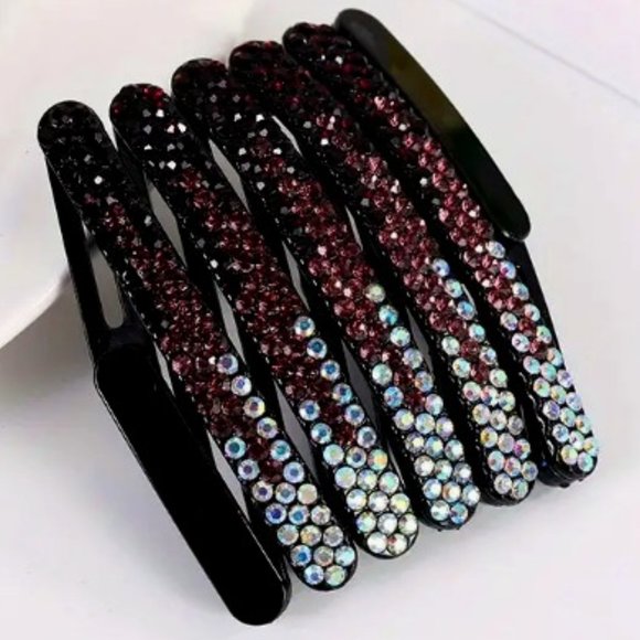 FOLDING CRYSTAL HEADBAND in Wine Gradient - Picture 1 of 2